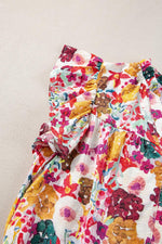 Bloemenprint Split Neck Jurk met Vlindermouwen - Floral Dresses - Jurkjes.co