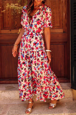 Bloemrijke Maxi-Jurk met Knoopsluiting - Floral Dresses - Jurkjes.co