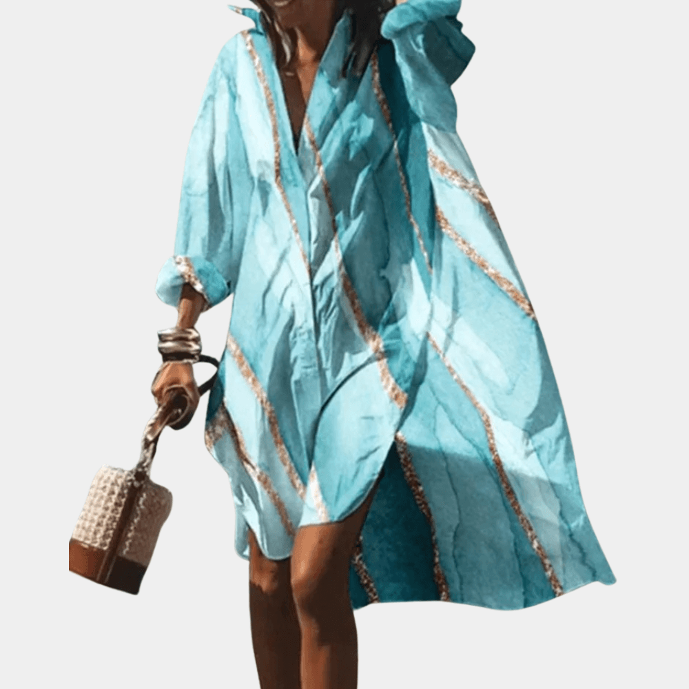 Blousejurk met Geometrisch Patroon - Women Summer Dress - Jurkjes.co