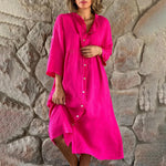 Blousejurk met Knoopsluiting - Women Summer Dress - Jurkjes.co