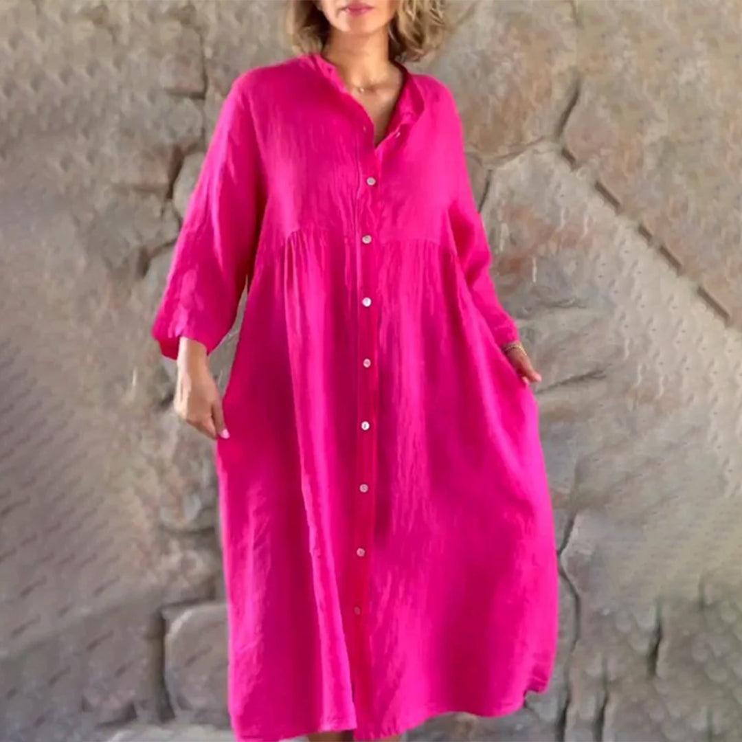 Blousejurk met Knoopsluiting - Women Summer Dress - Jurkjes.co