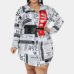 Blousejurk met Krantenprint - Dresses - Jurkjes.co