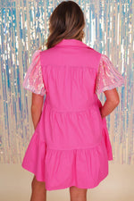 Blousejurk met Ruches en Pailletten - Mini Dresses - Jurkjes.co