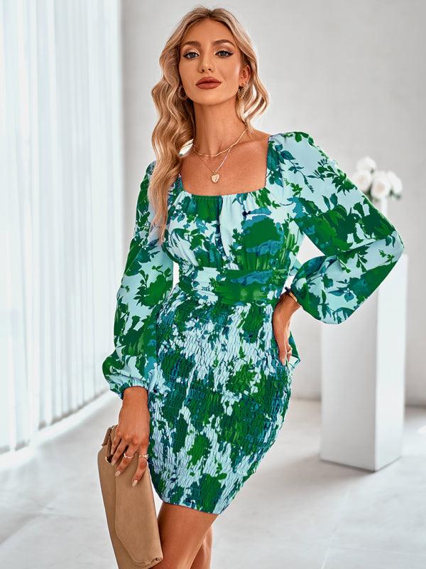 Bodycon Jurk met Bloemenprint en Lange Mouwen - Mini Dresses - Jurkjes.co