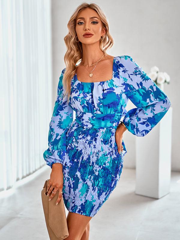 Bodycon Jurk met Bloemenprint en Lange Mouwen - Mini Dresses - Jurkjes.co