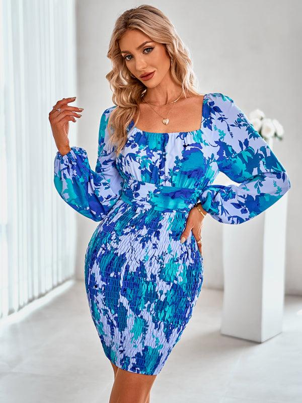 Bodycon Jurk met Bloemenprint en Lange Mouwen - Mini Dresses - Jurkjes.co