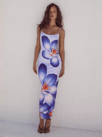 Bodycon Jurk met Spaghetti Bandjes en Bloemenprint - Maxi Dresses - Jurkjes.co