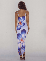 Bodycon Jurk met Spaghetti Bandjes en Bloemenprint - Maxi Dresses - Jurkjes.co