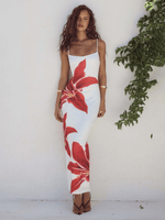 Bodycon Jurk met Spaghetti Bandjes en Bloemenprint - Maxi Dresses - Jurkjes.co