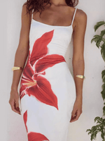 Bodycon Jurk met Spaghetti Bandjes en Bloemenprint - Maxi Dresses - Jurkjes.co