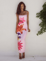 Bodycon Jurk met Spaghetti Bandjes en Bloemenprint - Maxi Dresses - Jurkjes.co