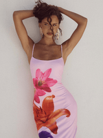 Bodycon Jurk met Spaghetti Bandjes en Bloemenprint - Maxi Dresses - Jurkjes.co