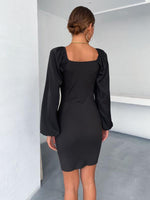 Bodycon Jurk met V-hals en Puffmouwen - Group6 - Jurkjes.co