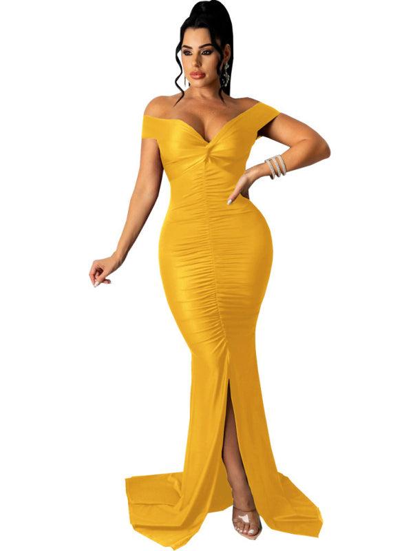 Bodycon Jurk met V-hals en Split - Maxi Dresses - Jurkjes.co