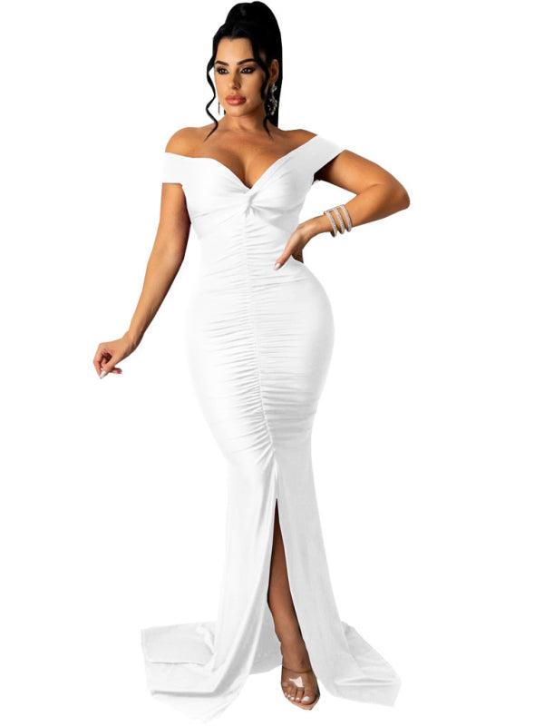 Bodycon Jurk met V-hals en Split - Maxi Dresses - Jurkjes.co