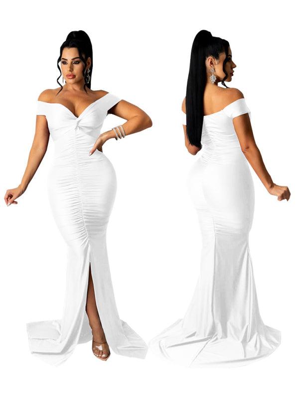 Bodycon Jurk met V-hals en Split - Maxi Dresses - Jurkjes.co