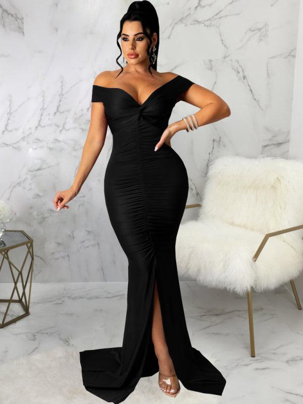 Bodycon Jurk met V-hals en Split - Maxi Dresses - Jurkjes.co