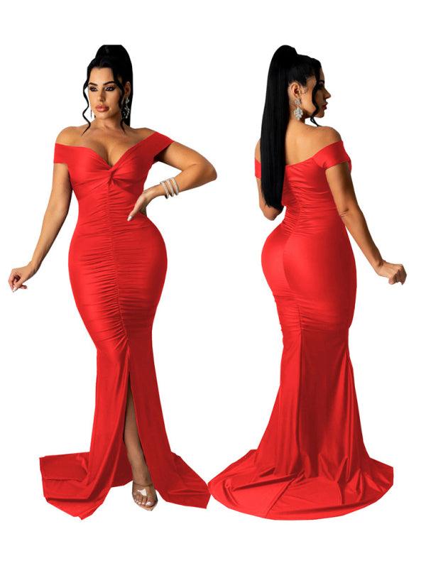 Bodycon Jurk met V-hals en Split - Maxi Dresses - Jurkjes.co