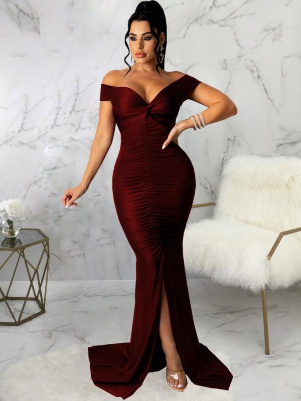 Bodycon Jurk met V-hals en Split - Maxi Dresses - Jurkjes.co