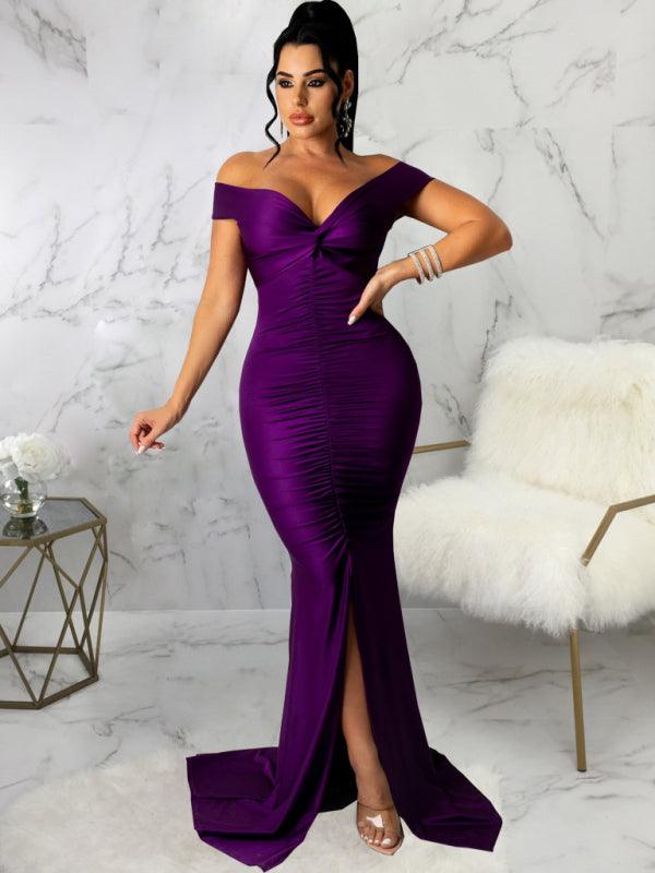 Bodycon Jurk met V-hals en Split - Maxi Dresses - Jurkjes.co