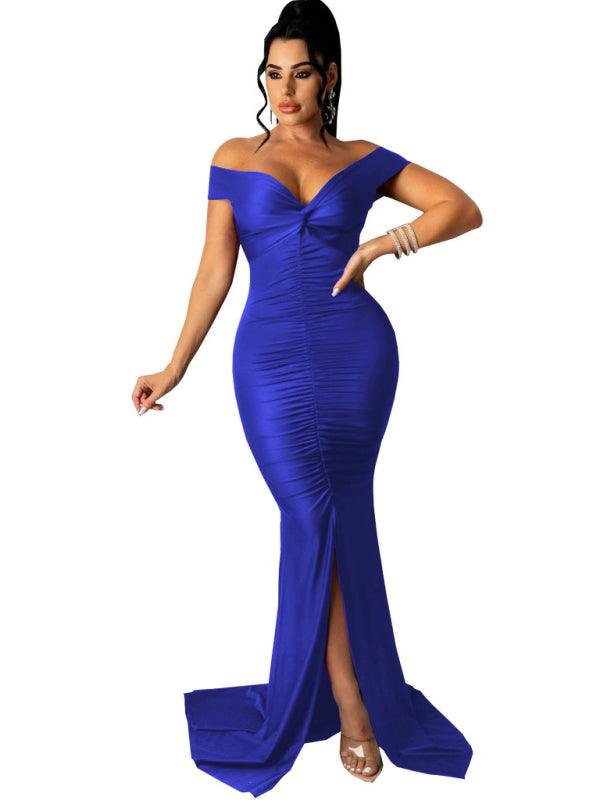 Bodycon Jurk met V-hals en Split - Maxi Dresses - Jurkjes.co