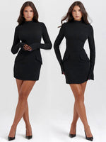 Bodycon Mini Jurk met Hoge Hals - Mini Dresses - Jurkjes.co