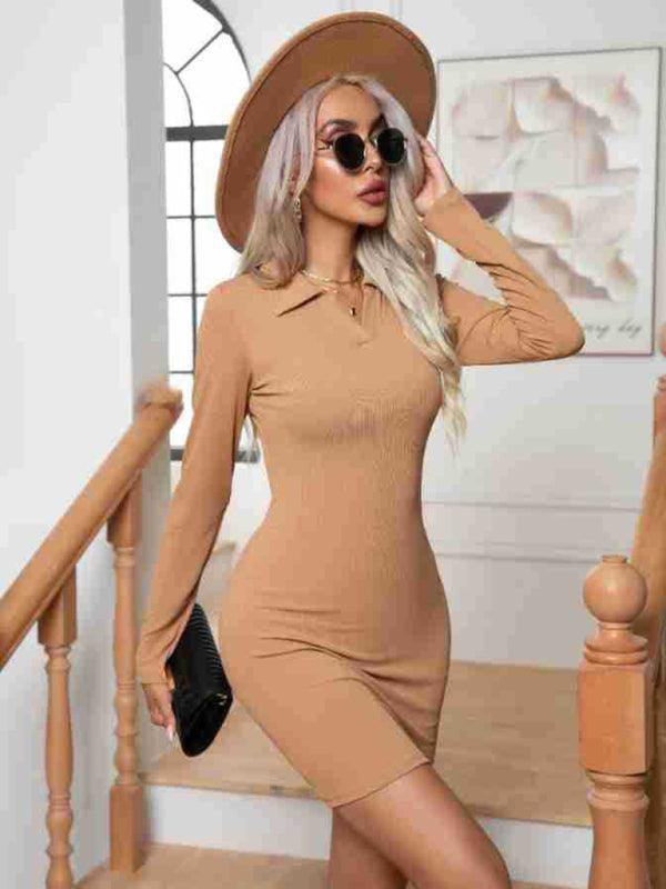 Bodycon Mini Jurk met V-hals - Mini Dresses - Jurkjes.co