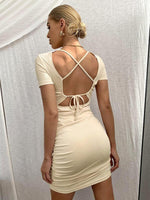 Bodycon Mini Jurk met V-hals - Mini Dresses - Jurkjes.co