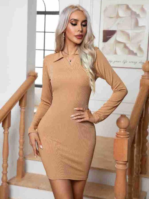 Bodycon Mini Jurk met V-hals - Mini Dresses - Jurkjes.co