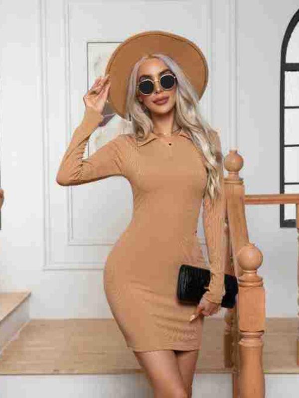 Bodycon Mini Jurk met V-hals - Mini Dresses - Jurkjes.co