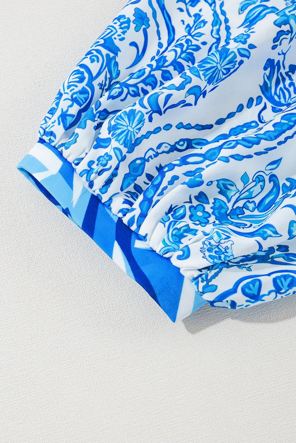 Bohemian Print Flared Mini Jurk met Puff Mouw - Mini Dresses - Jurkjes.co
