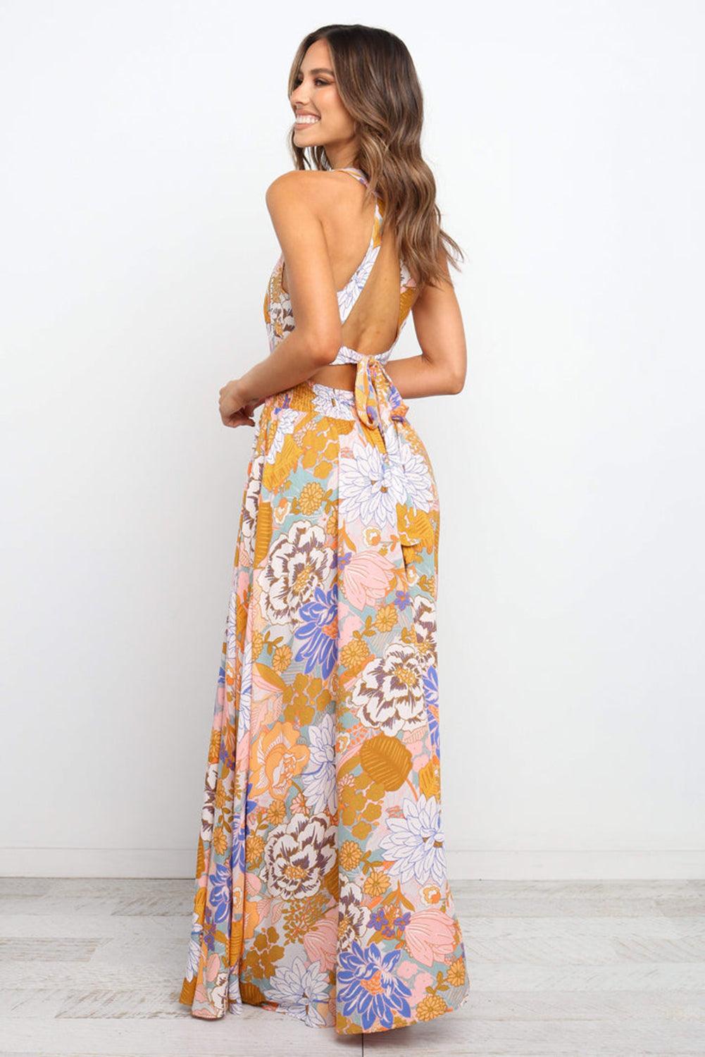 Boho Bloemen Maxi Jurk met Veterdetail - Floral Dresses - Jurkjes.co