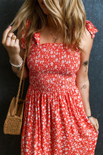 Boho Bloemenjurk met Smoklijf en Strikbanden - Maxi Dresses - Jurkjes.co