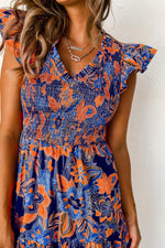 Boho Bloemenjurk met V-hals en Ruches - Maxi Dresses - Jurkjes.co