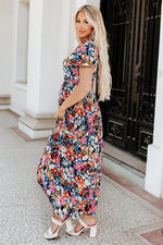 Boho Bloemenpatroon Maxi Jurk met Korte Mouwen - Maxi Dresses - Jurkjes.co