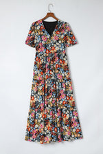 Boho Bloemenpatroon Maxi Jurk met Korte Mouwen - Maxi Dresses - Jurkjes.co