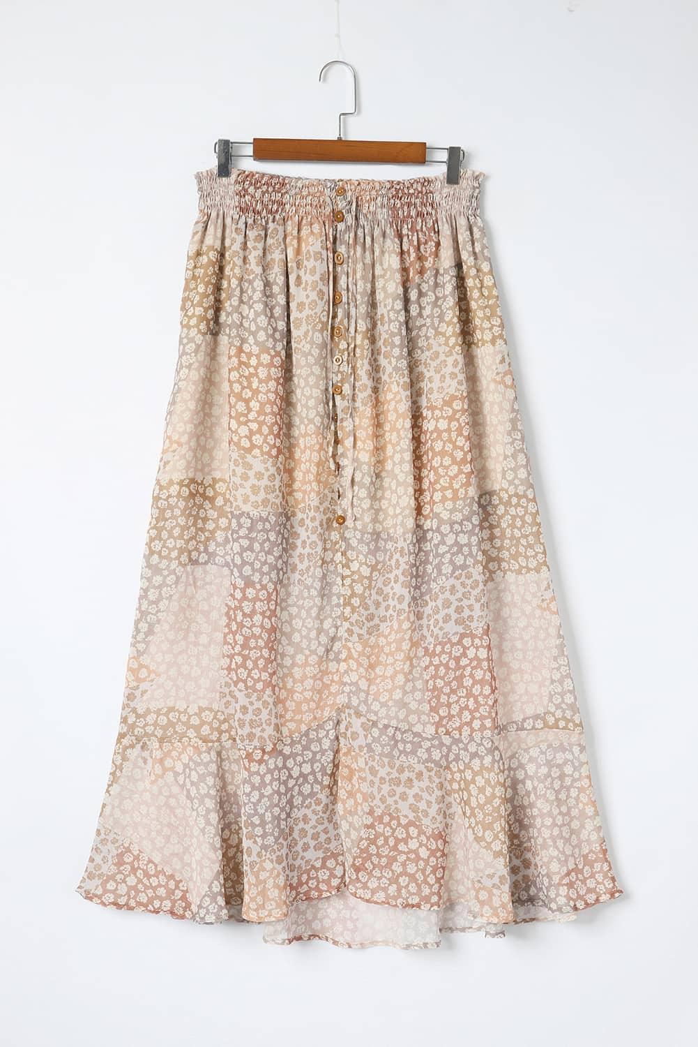 Boho Bloemenprint Maxi Rok met Knoopsluiting - Skirts & Petticoat - Jurkjes.co