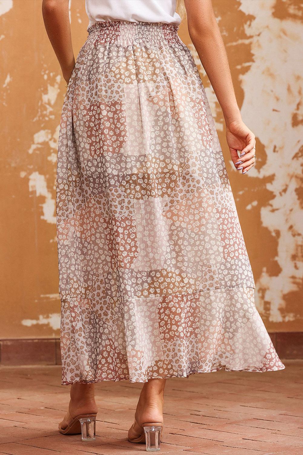 Boho Bloemenprint Maxi Rok met Knoopsluiting - Skirts & Petticoat - Jurkjes.co