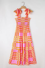 Boho Gingham Maxi Jurk met Strikbandjes - Maxi Dresses - Jurkjes.co
