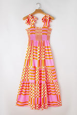 Boho Gingham Maxi Jurk met Strikbandjes - Maxi Dresses - Jurkjes.co