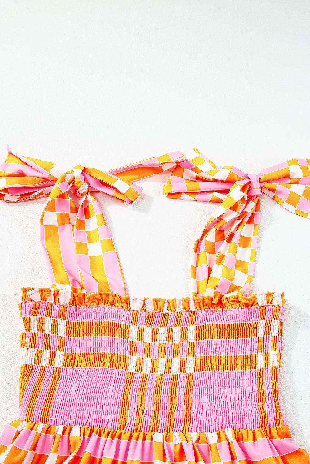 Boho Gingham Maxi Jurk met Strikbandjes - Maxi Dresses - Jurkjes.co