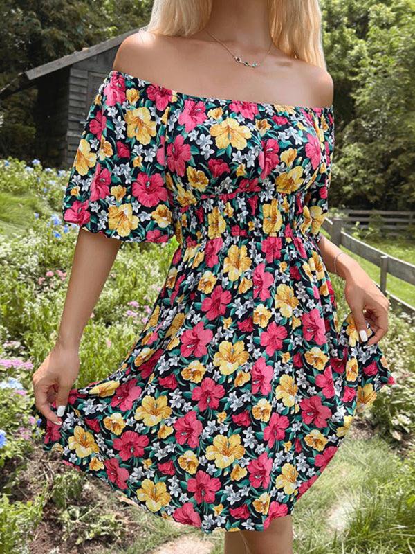 Boho Jurk met Bloemenprint en Off-Shoulder - Group9 - Jurkjes.co