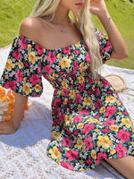 Boho Jurk met Bloemenprint en Off-Shoulder - Group9 - Jurkjes.co