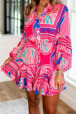 Boho Jurk met Pofmouwen en Ruches - Mini Dresses - Jurkjes.co