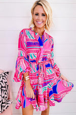 Boho Jurk met Pofmouwen en Ruches - Mini Dresses - Jurkjes.co
