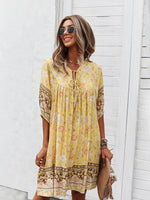 Boho Jurk met V-hals en Bloemenprint - Group4 - Jurkjes.co