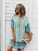 Boho Jurk met V-hals en Bloemenprint - Group4 - Jurkjes.co