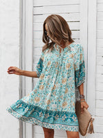 Boho Jurk met V-hals en Bloemenprint - Group4 - Jurkjes.co