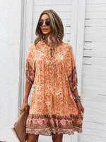 Boho Jurk met V-hals en Bloemenprint - Group4 - Jurkjes.co