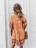 Boho Jurk met V-hals en Bloemenprint - Group4 - Jurkjes.co